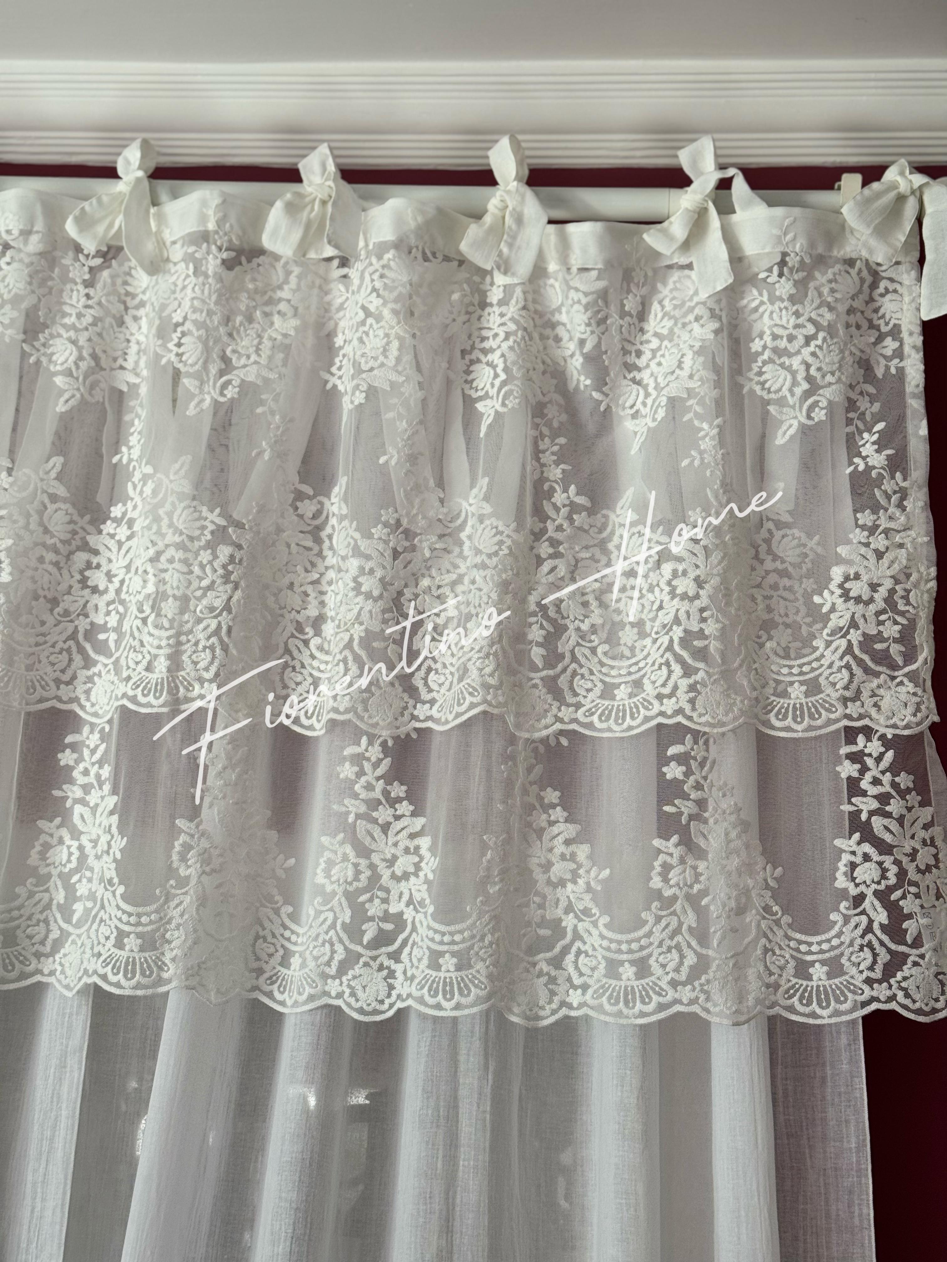 Mantovana sartoriale doppia balza pizzo Royal - 155x70 cm - Charme Home Textile